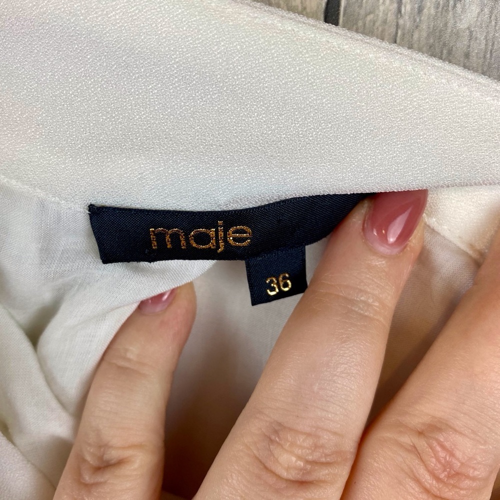 Maje The Jaxy Asymmetrical Pleated Midi Skirt in White Size 36/Medium. - Picture 7 of 10